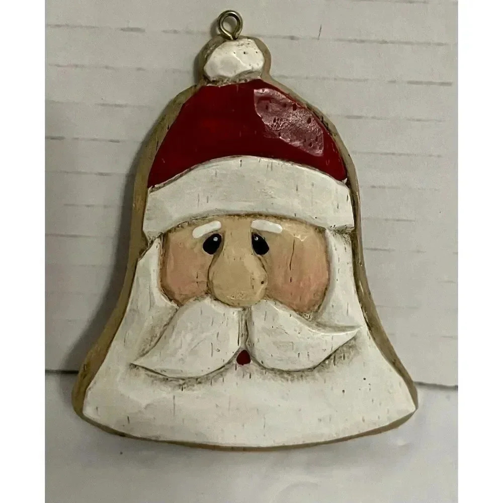 Vintage Old‎ Saint Nick Santa Claus Head Rustic Christmas Ornaments 3 1/4 Inch